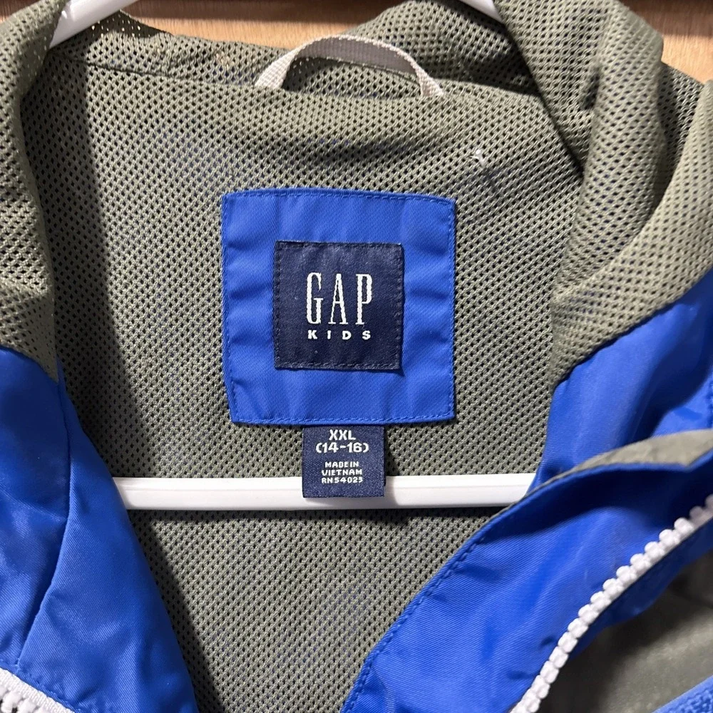 Gap Boys‎ Blue Hooded Zip Rain Jacket XXL 14-16
